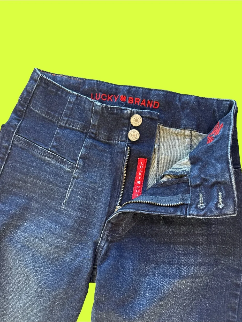 Lucky Brand Dark Blue Flare Jeans - High Rise Wide Leg - Picture 3 of 4